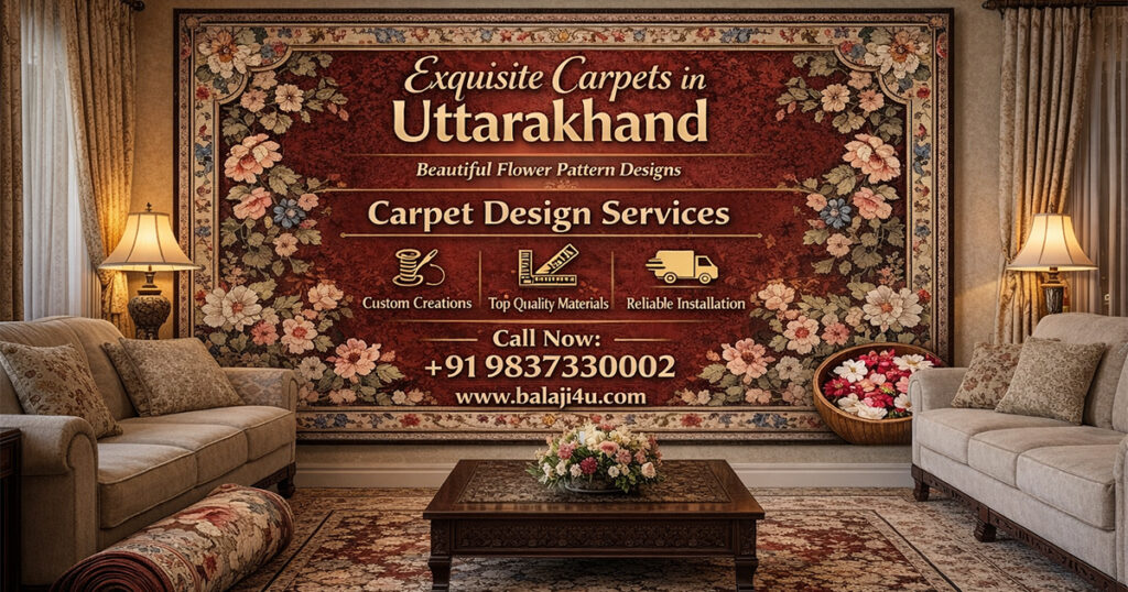 Carpet with flower pattern in Uttarakhand installed in luxury home interior